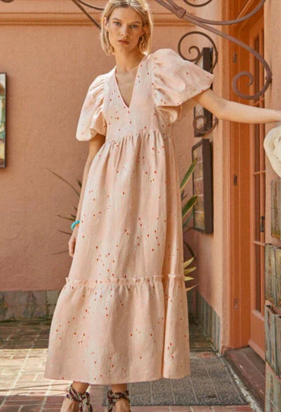 Hunter Bell Palmer Abstract Coral Dress S $445